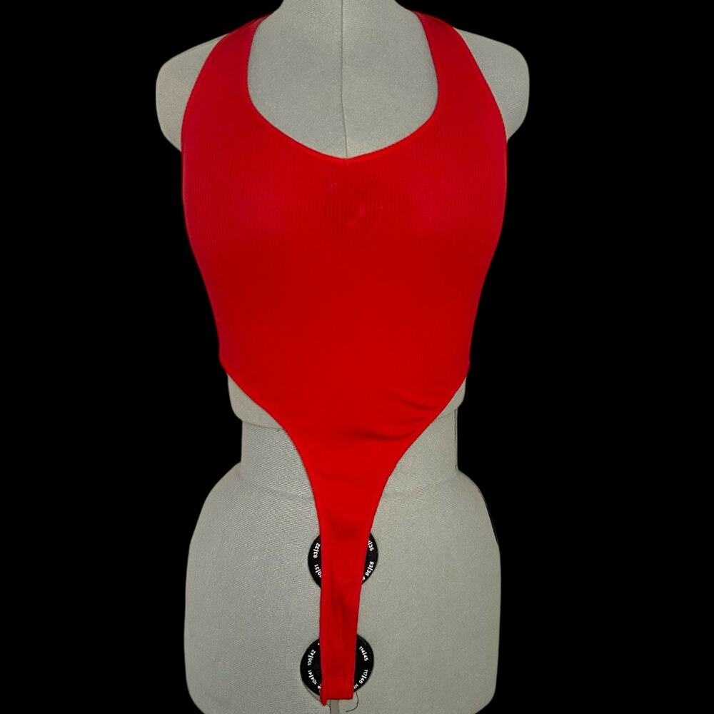 NWT Fashion Nova Red Halter Bodysuit Size M